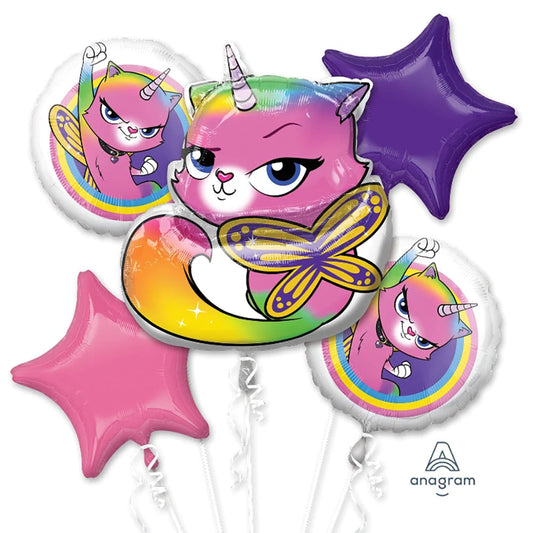 Rainbow Butterfly Unicorn Kitty Balloon Bouquet